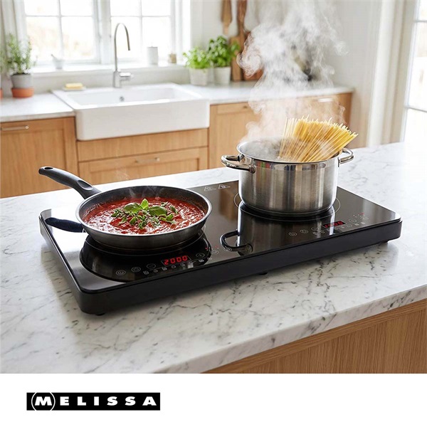 MELISSA dupla indukciós főzőlap, 3500 W, 10 teljesítményszint, 8 előre beállított érték, időzítő, boost funkció, LCD - Image 5