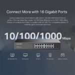 MERCUSYS Switch 16x1000Mbps, Fémházas Asztali Rackes, MS116GS - Image 4