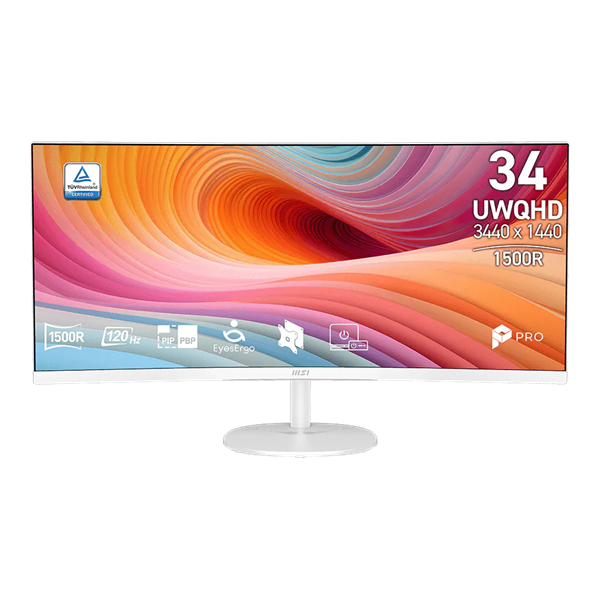 MSI Monitor Business PRO MP341CQW E12 Ívelt 34" QHD 3440x1440, 120Hz VA 21:9, 3000:1, 300cd/m2, 4ms, 2xHDMI, DP, White - Image 1