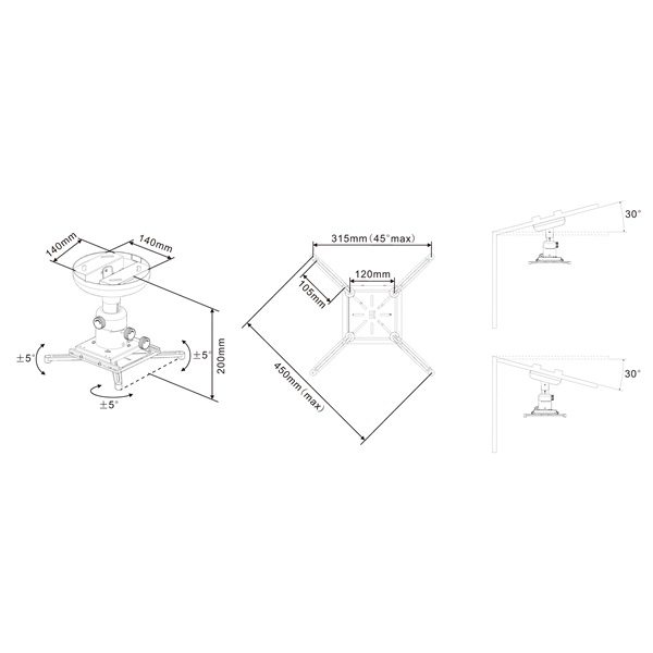 MULTIBRACKETS Mennyezeti konzol, M Universal Projector Ceiling mount 600-1000 with Fine tune - Image 3