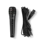 Nedis MPWD15BK dinamikus mikrofon, 5m levehető kábel, 80Hz-12kHz, 600 Omh, 75dB, utazó tok, integrált kapcsoló