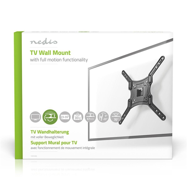 Nedis TVWM1330BK LCD TV / monitor fali tartó konzol 23 - 55 " Max. teherbírás: 30 kg, dönthető, forgatható - Image 5