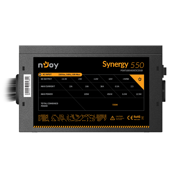 NJOY Tápegység Synergy 550W, 12cm, 20+4, Aktív PFC 80+ White - Image 2
