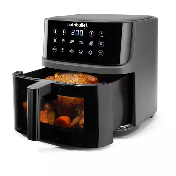 NUTRIBULLET NBA0811DG Super Crisplite Vision 3in1 forrólevegős sütő, 2000W, 8L, Fekete - Image 3