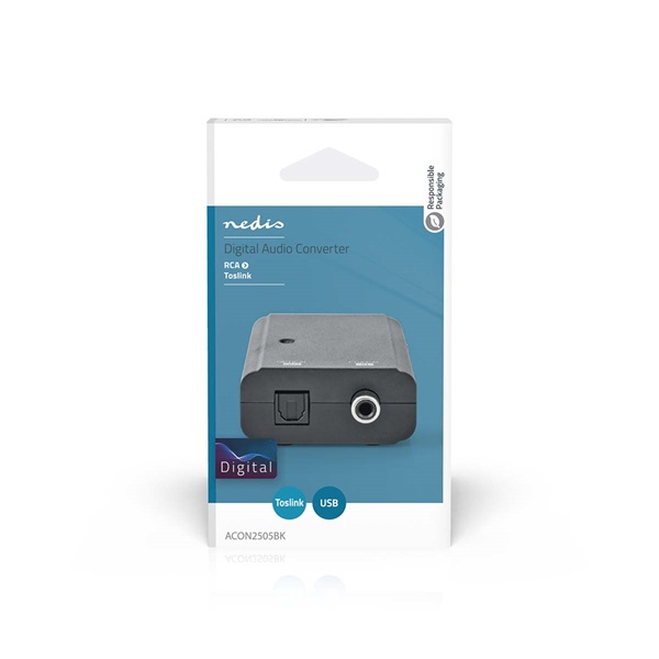 Nedis ACON2505BK digitális audió konverter, digitális koax bemenet,  toslink optikai kimenet - Image 4