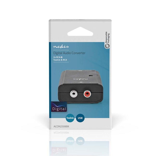 Nedis ACON2508BK, analóg - digitális audio konverter, 2x RCA bemenet - digitális koax / toslink kimenet - Image 4