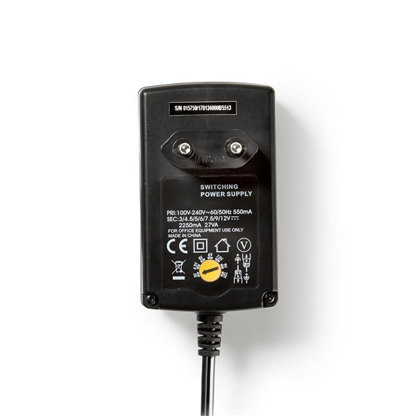Nedis ACPA007 univerzális AC-DC tápegység, állítható 3V-12V, 2,25A, 27W, 6 cserélhetó táp dugó - Image 3