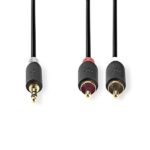Nedis CABW22200AT20 sztereo audió kábel 3,5mm sztereo jack - 2x RCA,  Aranyozott,  2 m - Image 2