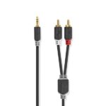 Nedis CABW22200AT20 sztereo audió kábel 3,5mm sztereo jack - 2x RCA,  Aranyozott,  2 m