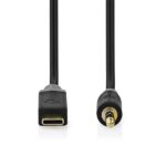 Nedis CCBW65950AT10 USB-C (USB C) dugó - 3,5 mm sztereo jack dugó kábel, aranyozott csatlakozók, 1m