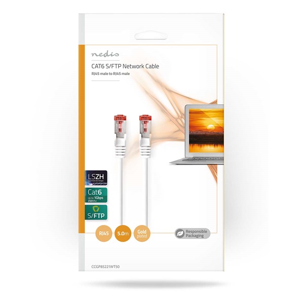 Nedis CCCGP85221WT50 UTP / FTP Cat6 patch kábel, RJ45 aranyozott érintkezők, 10/100/1000 Mbit/s, LSZH, hossz 5m - Image 1