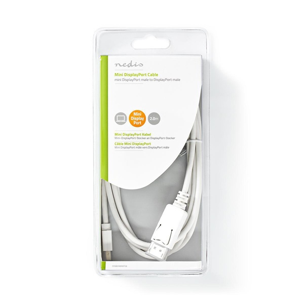 Nedis CCGB37404WT20 DisplayPort 1.4 kábel, displayport dugó - mini display port dugó, 8K@60Hz, 2m - Image 4