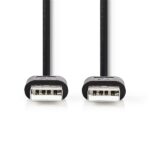 Nedis CCGL60001BK20 USB A apa - USB-A apa kábel, USB2.0, hossz: 2m
