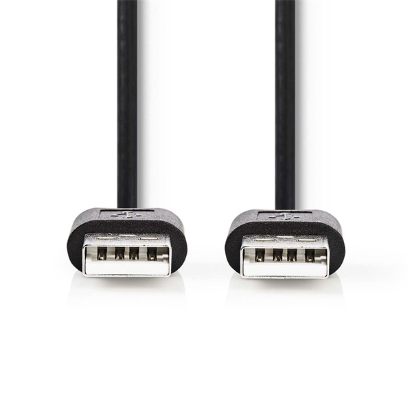 Nedis CCGL60001BK20 USB A apa - USB-A apa kábel, USB2.0, hossz: 2m - Image 1