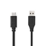Nedis CCGL61650BK10 USB 3.2 Gen 1, USB-A dugó - USB-C (USB C) dugó kábel, 60W, 10 Gbps, 1m - Image 2