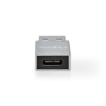 Nedis CCTB60925AL USB-A adapter, USB 3.2 Gen 1, USB-A férfi, USB-C™ anya, 5 Gbps,  kerek,  Nikkelezett, Ezüst - Image 3