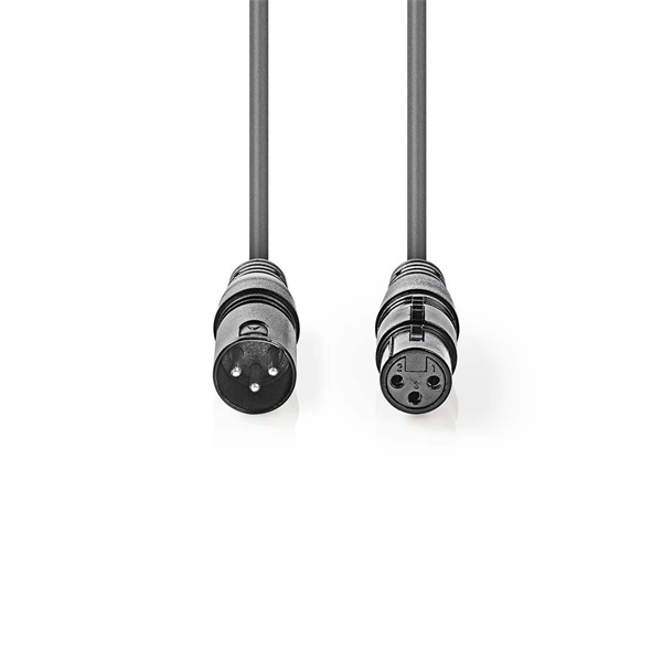 Nedis COTH15012GY30 DMX adapter kábel, XLR 3 tűs dugó, XLR 3 tűs anya,  Nikkelezett, 3 m,  kerek, PVC, Sötétszürke - Image 2