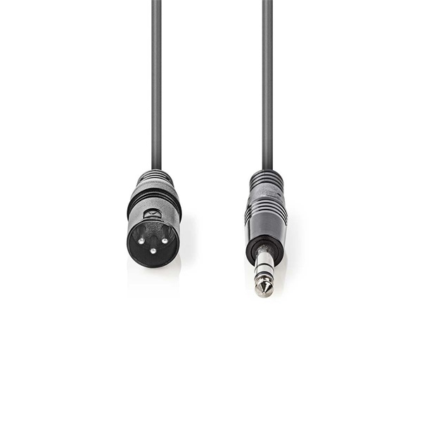 Nedis_COTH15100GY30_felprofi_audio_kabel_635mm_sztereo_jack_dugo_-_3p_XLR_dugo_hossz_3m_rugalmas-i1598779.jpg Nedis COTH15100GY30 balanced/szimmetrikus félprofi audio kábel, 6,35mm sztereo jack dugó - 3p XLR dugó, hossz 3m - Image 1