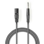 Nedis COTH15100GY30 balanced/szimmetrikus félprofi audio kábel, 6,35mm sztereo jack dugó - 3p XLR dugó, hossz 3m - Image 2