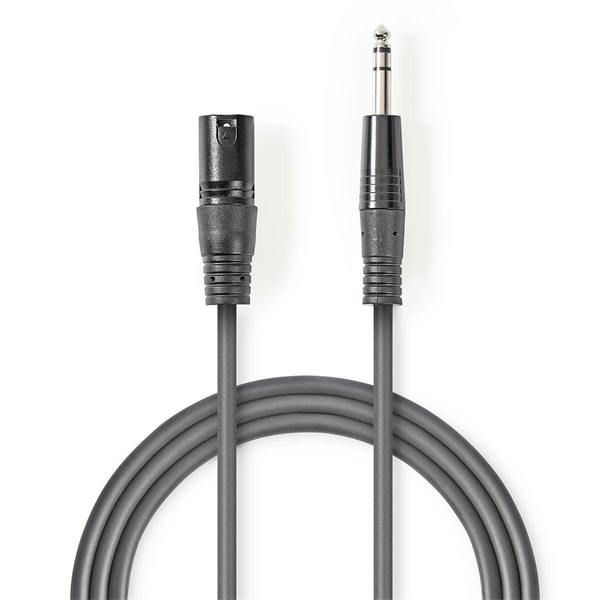 Nedis COTH15100GY30 balanced/szimmetrikus félprofi audio kábel, 6,35mm sztereo jack dugó - 3p XLR dugó, hossz 3m - Image 2