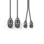 Nedis COTH15230GY15 unbalanced/aszimmetrikus félprofi audio kábel, 2x XLR aljzat - 2x RCA dugó, 1,5m