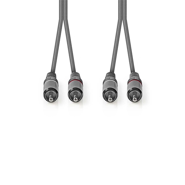 Nedis COTH24200GY15 sztereo audio kábel, 2x RCA dugó,  2x RCA dugó, Nikkelezett,  1,50 m, rugalmas - Image 2
