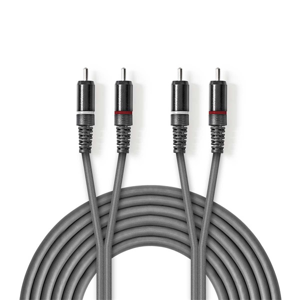 Nedis_COTH24200GY15_sztereo_audio_kabel_2x_RCA_ferfi_2x_RCA_ferfi_Nikkelezett_150_m_kerek_Sotetszurke-i1561126.jpg Nedis COTH24200GY15 sztereo audio kábel, 2x RCA dugó, 2x RCA dugó, Nikkelezett, 1,50 m, rugalmas - Image 1