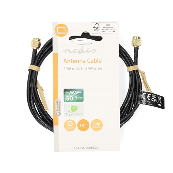 Nedis CSGL02000BK20 SMA kábel, aranyozott, 50 Ohm, árnyékolt,  2m - Image 3