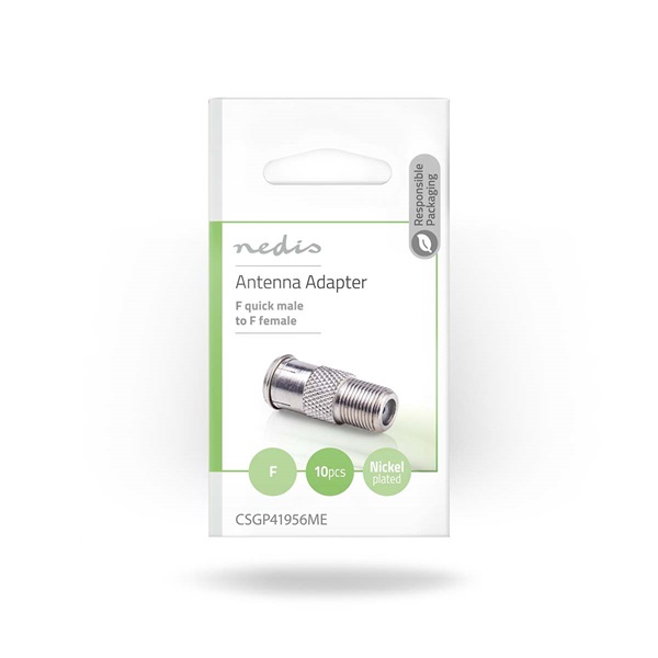 Nedis CSGP41956ME műholdas és antenna adapter, 10 db, F Férfi Gyors, F Nő,  Nikkelezett, 75 Ohm,  Egyenes, Fém, Ezüs - Image 5
