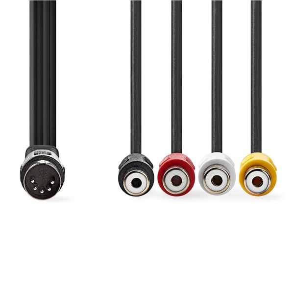 Nedis CAGL20450BK02 DIN audio kábel, DIN 5 tűs dugó - 4x RCA aljzat, 0,20m - Image 1