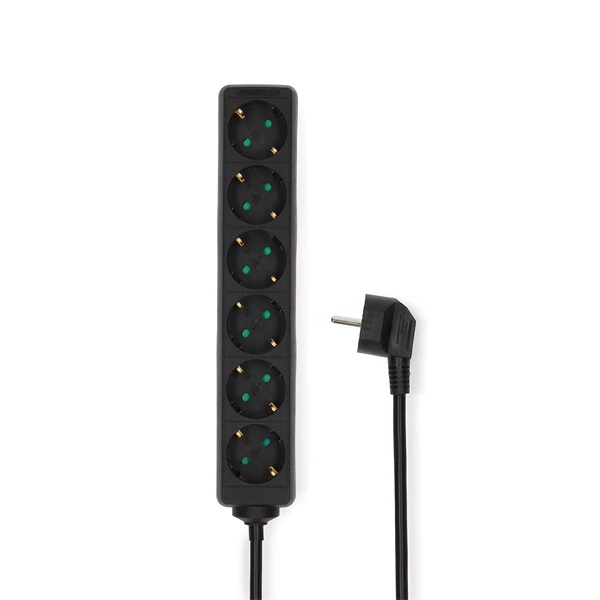 Nedis ESOC630F1BK 6 aljzatos elosztó, 3 m, 3680 W, 16 A, fekete - Image 1