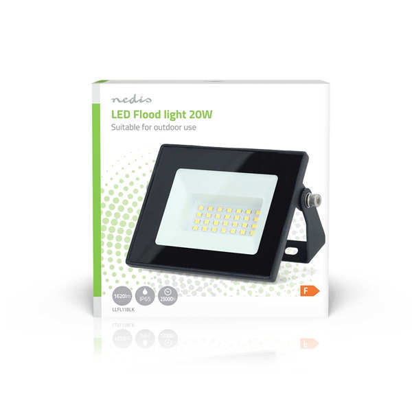 Nedis LLFL11BLK LED reflektor 20W, IP44, 4000 K, 1620 lm, 220 - 240 V AC 50/60 Hz, Energiaosztály: F - Image 4