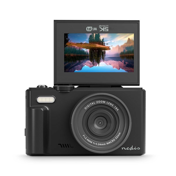 Nedis PCAM2570BK vlogger digitális fényképezőgép / kamera, kihajtható képernyő, 75 MPixel, 5K@15fps, 16 MPixeles CMOS - Image 2