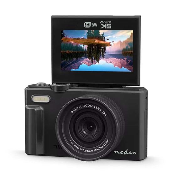 Nedis PCAM2570BK vlogger digitális fényképezőgép / kamera, kihajtható képernyő, 75 MPixel, 5K@15fps, 16 MPixeles CMOS - Image 3