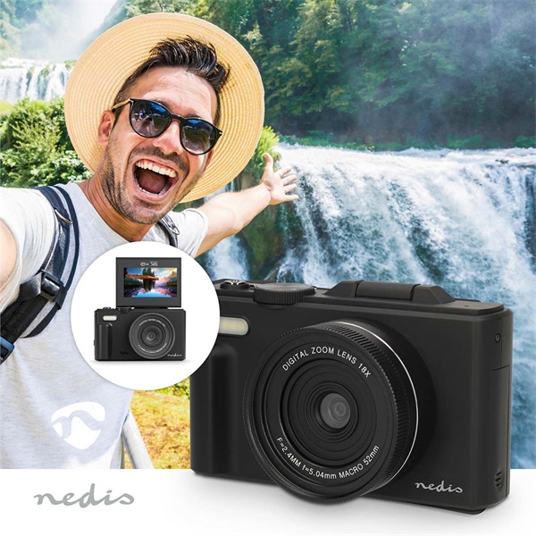 Nedis_PCAM2530BK_vlogger_digitalis_fenykepezogep_kamera_kihajthato_kepernyo_75_MPixel_5K15fps_16_MPixeles_CMOS-i1969425.jpg Nedis PCAM2570BK vlogger digitális fényképezőgép / kamera, kihajtható képernyő, 75 MPixel, 5K@15fps, 16 MPixeles CMOS - Image 1