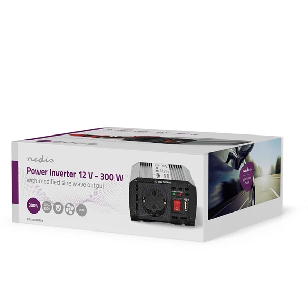 Nedis PIM30012FGY 12V DC - 230V AC inverter, 300W, csatlakozás: szivargyújtós, akku csipesz - Image 5