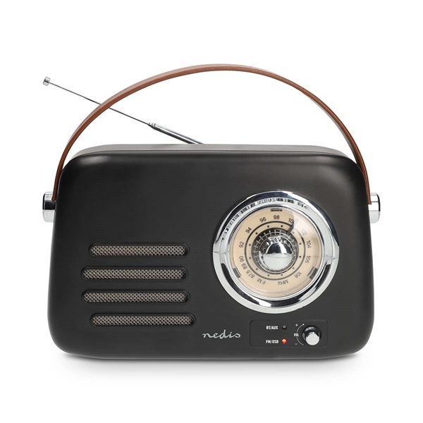 Nedis RDFM2600BK retró FM rádió, Bluetooth® 5.4, AUX bemenet, USB port, 1500 mAh-s lítium-ion akkumulátor - Image 1
