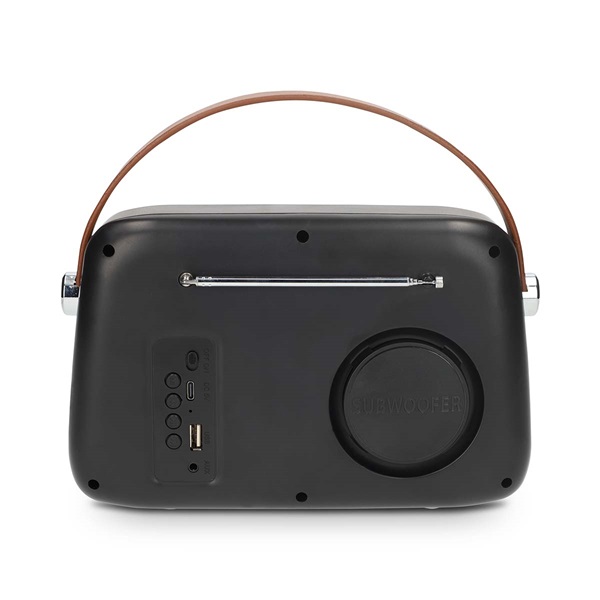 Nedis RDFM2600BK retró FM rádió, Bluetooth® 5.4, AUX bemenet, USB port, 1500 mAh-s lítium-ion akkumulátor - Image 3