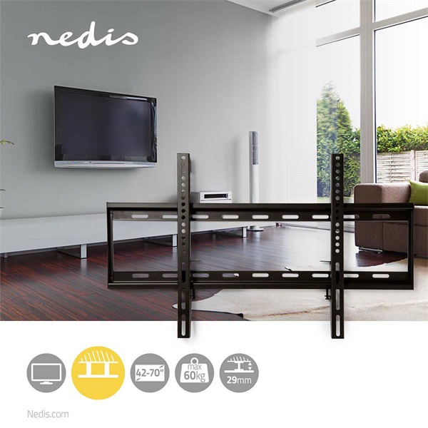 Nedis TVWM2050BK LCD TV / monitor fali tartó fix 42 - 70 "  Max. teherbírás: 60 kg,  Min. faltávolság: 29 mm - Image 3
