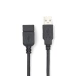 Nedis CCGL60010BK10 USB A-A (Male/Female) hosszabító / toldó kábel, USB2.0, hossz: 1m - Image 2