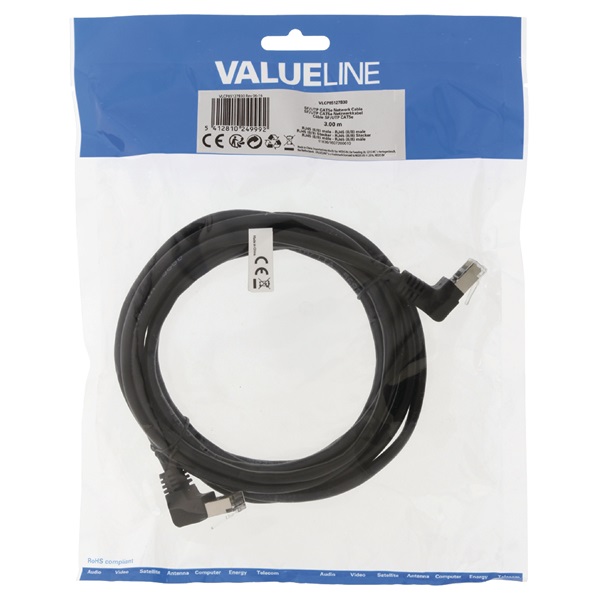 Nedis Valueline VLCP85127B30  SF/UTP Cat5e patch kábel, RJ45, 10/100/1000 Mbit/s, hossz 3m, fekete - Image 3