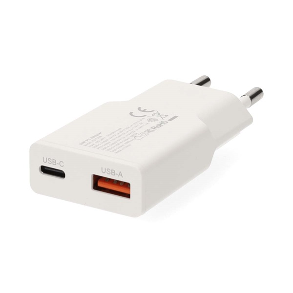 Nedis_WCHA30WT_gyorstolto_USB-A_USB-C_tolto_PD30_30W_feher-i1732295.jpg Nedis WCHA30WT gyorstöltő USB-A / USB-C töltő, GaN, PD3.0, QC, Gyorstöltési funkció 1,5 / 2,0 / 2,5 / 3,0 A, 30W, fehér - Image 1