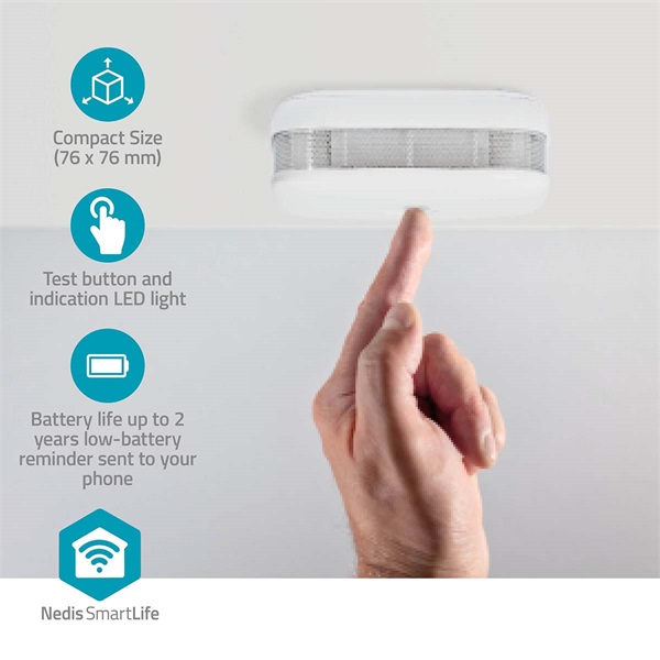 Nedis WWIFIDS21WT3 WIFI füst érzékelő EN 14604, Érzékelő életciklusa: 10 év, 3db/csomag - Image 4
