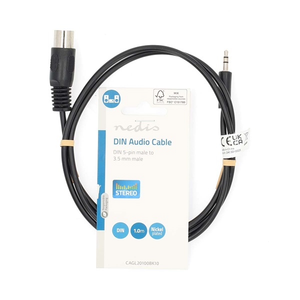 Nedis CAGL20100BK10 audio kábel 5p DIN dugó - 3,5mm szereo jack dugó, hossz 1m - Image 3