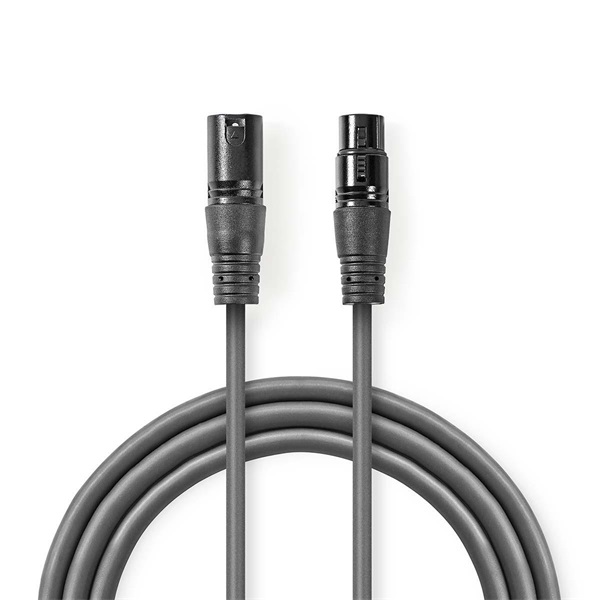 Nedis COTH15010GY30 balanced/szimmetrikus félprofi XLR audio kábel, XLR dugó - aljzat, 3m, rugalmas - Image 2