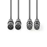 Nedis COTH15030GY15 balanced/szimmetrikus félprofi XLR audio kábel, 2 x XLR 3p dugó - 2 x XLR 3p aljzat, 1.5m, rugalmas - Image 2
