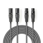 Nedis COTH15030GY15 balanced/szimmetrikus félprofi XLR audio kábel, 2 x XLR 3p dugó - 2 x XLR 3p aljzat, 1.5m, rugalmas