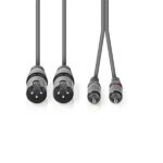 Nedis COTH15210GY30 unbalanced/aszimmetrikus félprofi XLR audio kábel, 2x XLR 3 tűs dugó - 2x RCA dugó, 3m - Image 2