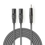 Nedis COTH15310GY30 balanced/szimmetrikus félprofi XLR audio kábel, 2x XLR 3 tűs dugó | 3,5 mm sztereo jack dugó, 3m