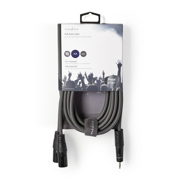 Nedis COTH15310GY30 balanced/szimmetrikus félprofi XLR audio kábel, 2x XLR 3 tűs dugó | 3,5 mm sztereo jack dugó, 3m - Image 3